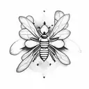 four leaf clover with bee on one leaf tattoo design idea