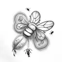 four leaf clover with bee on one leaf tattoo design idea