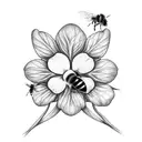 four leaf clover with bee on one leaf tattoo design idea