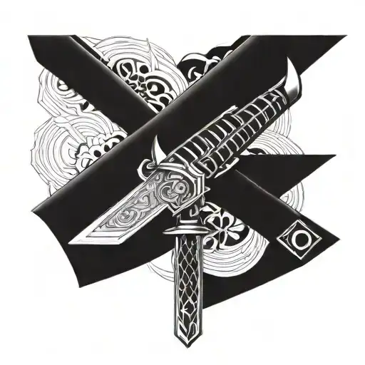 Katana with zippers   tattoo design idea