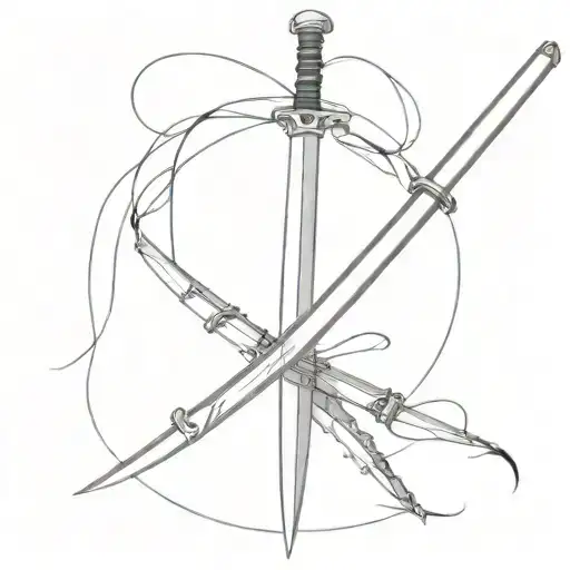 Katana with zippers   tattoo design idea