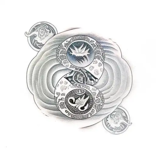 Traditional "Earth Snake Yin Yang" Tattoo Idea BlackInk AI