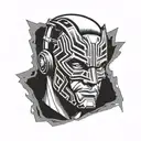 Daredevil mask adorned tattoo design idea