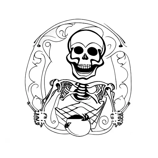 pirate skeleton with bottle  tattoo design idea
