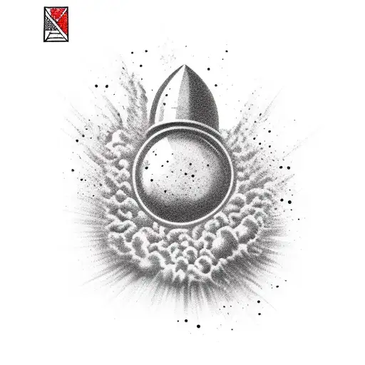 The explosion of the grenade scoop tattoo design idea
