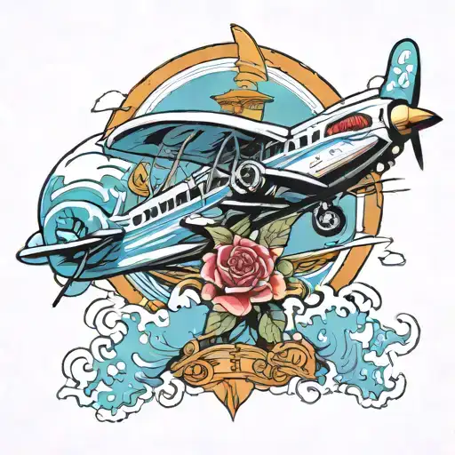 cruise with plane tattoo design idea