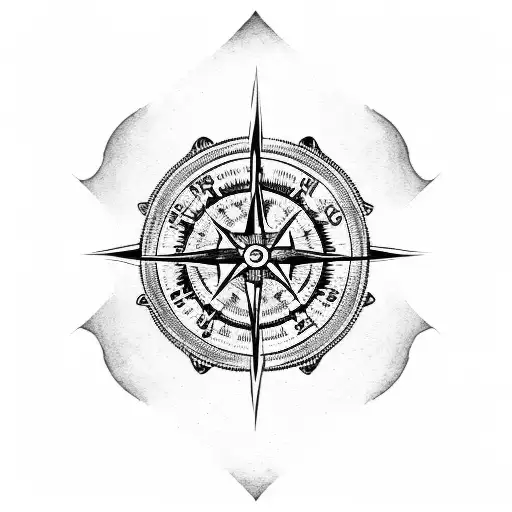 arm sleeve with skull and nordic compass and aces over eights cards tattoo design idea