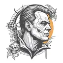 halloween michael myers face split tattoo design idea