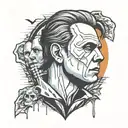 halloween michael myers face split tattoo design idea