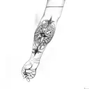 a compass and palm trees tattoo design idea