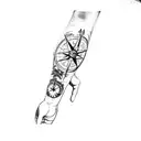 a compass and palm trees tattoo design idea