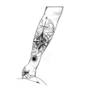 a compass and palm trees tattoo design idea