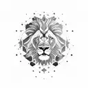 A dynamic composition of a lion and ram constellation surrounded by a galaxy of stars, blending the traits of Aries and Leo tattoo design idea