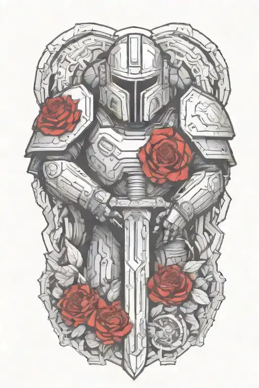 doom slayer sword tattoo design idea