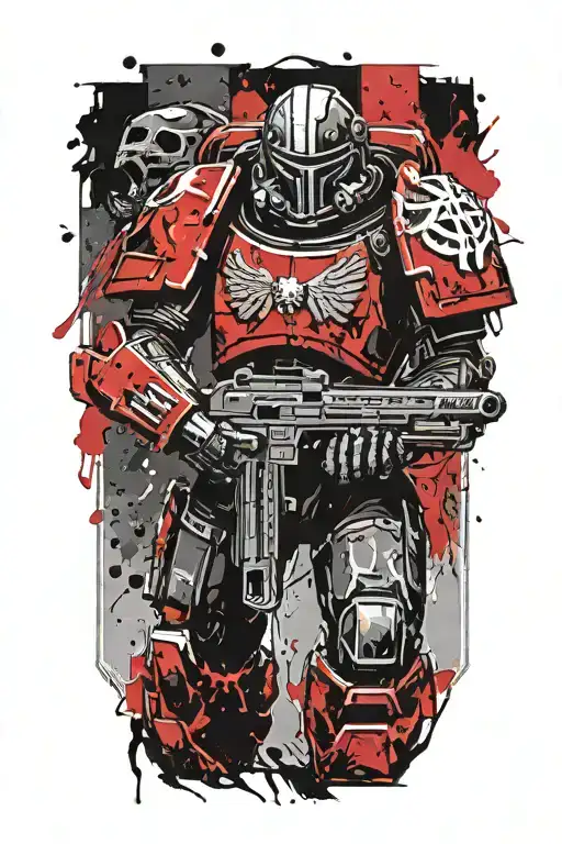 space marine warhammer 40k space marine doom slayer rosen schriftzug tattoo design idea