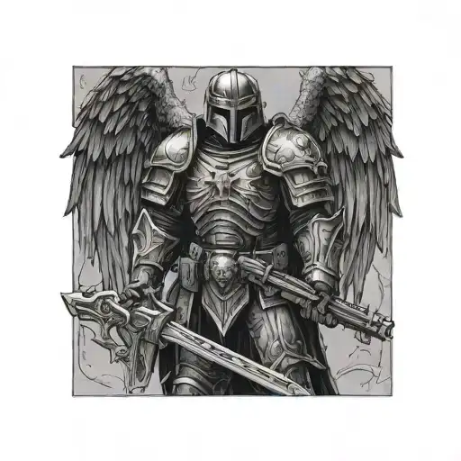 soldier warhammer 40K dark angel tattoo design idea