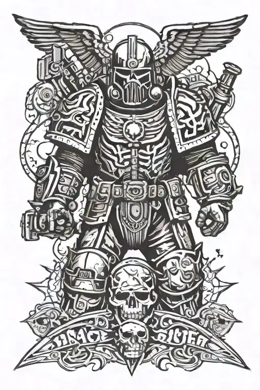 warhammer 40k space marine dark side tattoo design idea