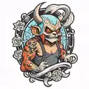 deadpoll cartoon character tattoo design idea