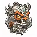 deadpoll cartoon character tattoo design idea
