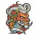 deadpoll cartoon character tattoo design idea