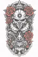 federal eagle, roses, germany, warhammer 40k helmet tattoo design idea
