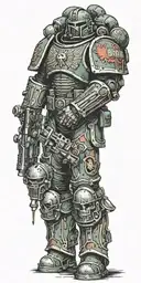 space marine warhammer 40k space marine doom slayer rosen schriftzug tattoo design idea