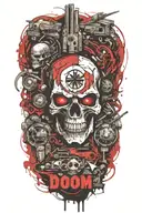 warhammer doom with writing space marine tattoo design idea
