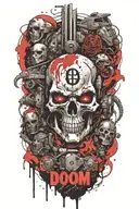 warhammer doom with writing space marine tattoo design idea