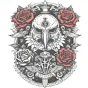 federal eagle, roses, germany, warhammer 40k helmet tattoo design idea