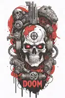 warhammer doom with writing space marine, no skull, space marine head  tattoo design idea