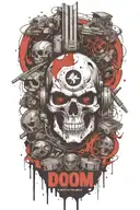warhammer doom with writing space marine, no skull, space marine head  tattoo design idea