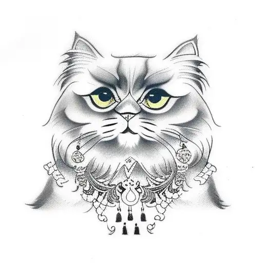 Persian cat body tattoo design idea