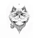 Persian cat fineline  tattoo design idea