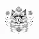 Persian cat fineline  tattoo design idea