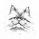 Persian cat fineline  tattoo design idea