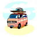 A travel van with luggage on the roof tattoo design idea