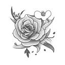 goose picking flowers tattoo design idea