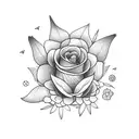 goose picking flowers tattoo design idea