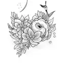 goose picking flowers tattoo design idea