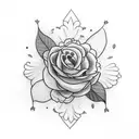 goose picking flowers tattoo design idea