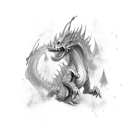 dragong wrapped around a swrod tattoo design idea