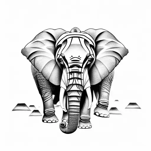 elephant attack tattoo design idea