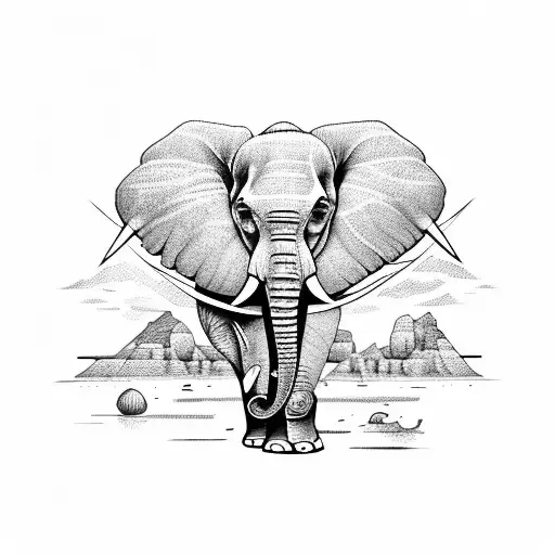 elephant in greece tattoo design idea