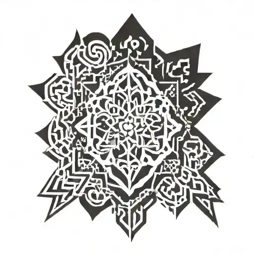 A geometric design incorporating the Arabic word for 'God' (الله) tattoo design idea