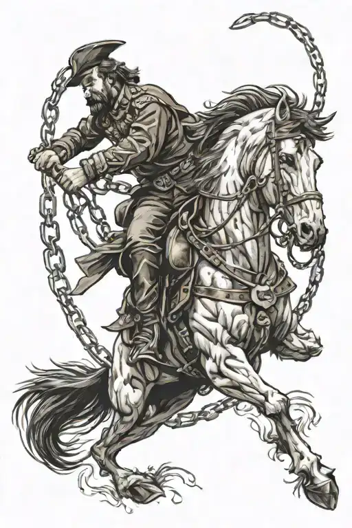Cossack breaks the chain tattoo design idea
