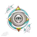 All Seeing Eye piercing though a storm cloud tattoo design idea