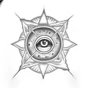 All Seeing Eye piercing though a storm cloud tattoo design idea