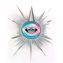 All Seeing Eye piercing though a storm cloud tattoo design idea