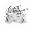 calcifer from howls castle making and eating food tattoo design idea