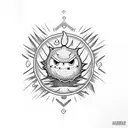 calcifer from howls castle making and eating food tattoo design idea